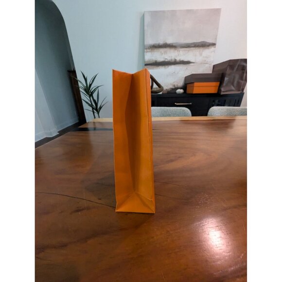 Hermes Luxury Orange Paper Shopping Bag With Rope Handles  8.5" - Picture 6 of 10
